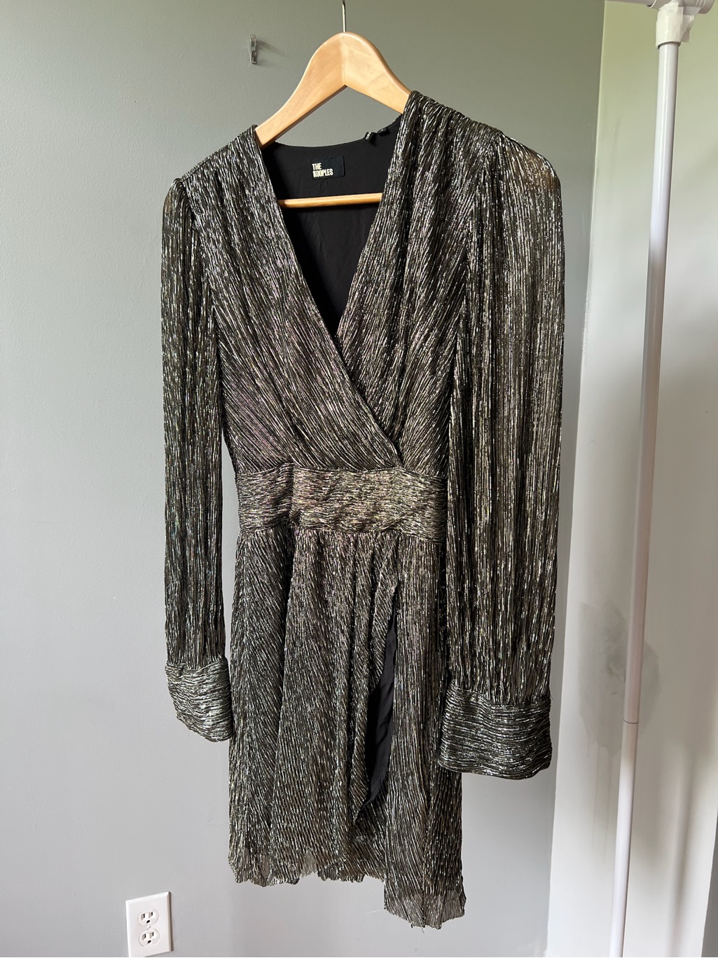Kooples Metallic Mini Dress With Low V Neck